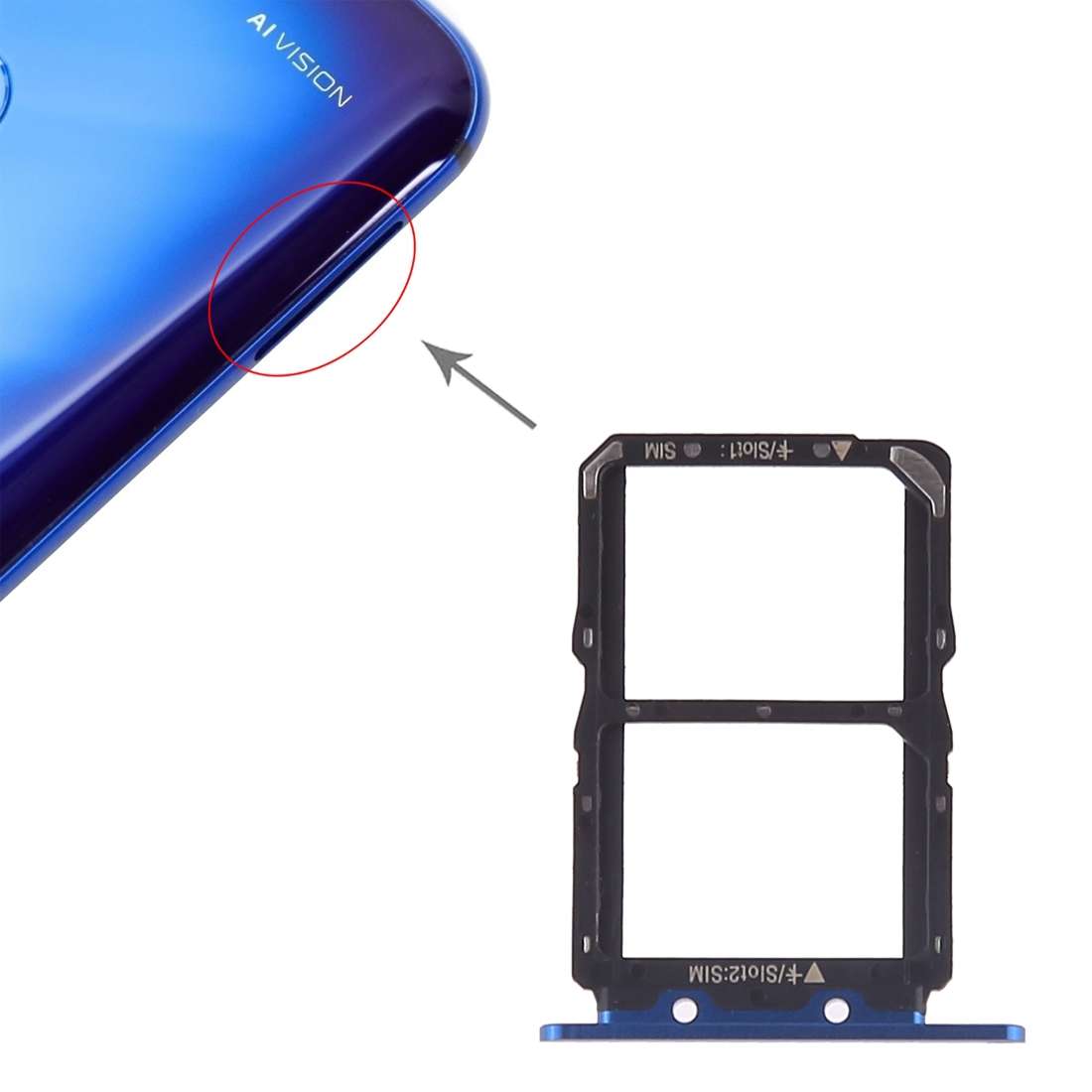 SIM Card Tray + SIM Card Tray for Huawei Honor View 20 (Honor V20) (Red)