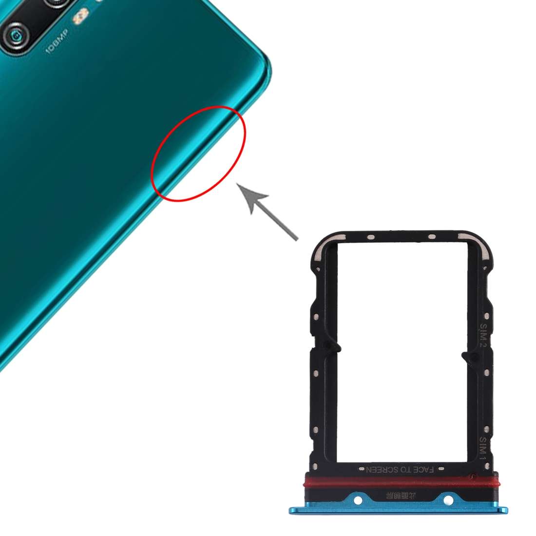 SIM Card Tray + SIM Card Tray for Xiaomi Mi CC9 Pro/Mi Note 10/Mi Note 10 Pro/Mi Note 10 Lite(Black)