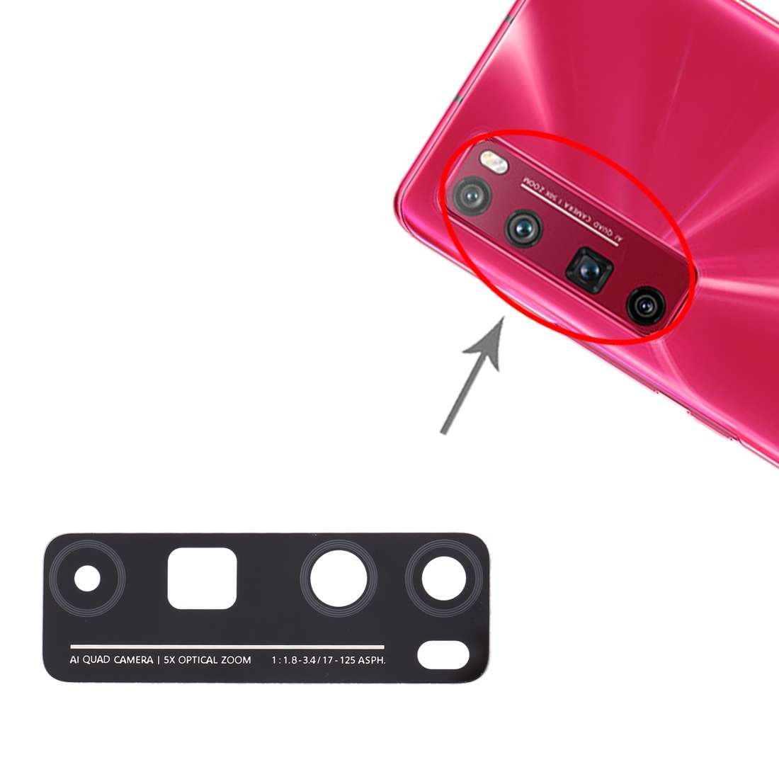 For Huawei Nova 7 Pro 5G 10pcs Back Camera Lens (Black)