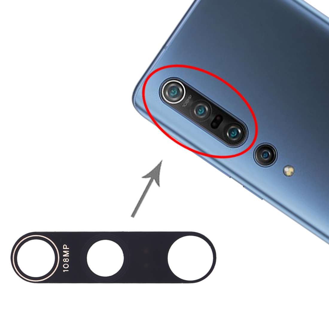 10 PCS Back Camera Lens for Xiaomi Mi 10 Pro 5G