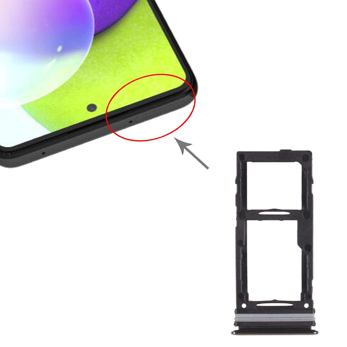 For Samsung Galaxy A52 SM-A525 SIM Card Tray + SIM Card Tray / Micro SD Card Tray (Black)