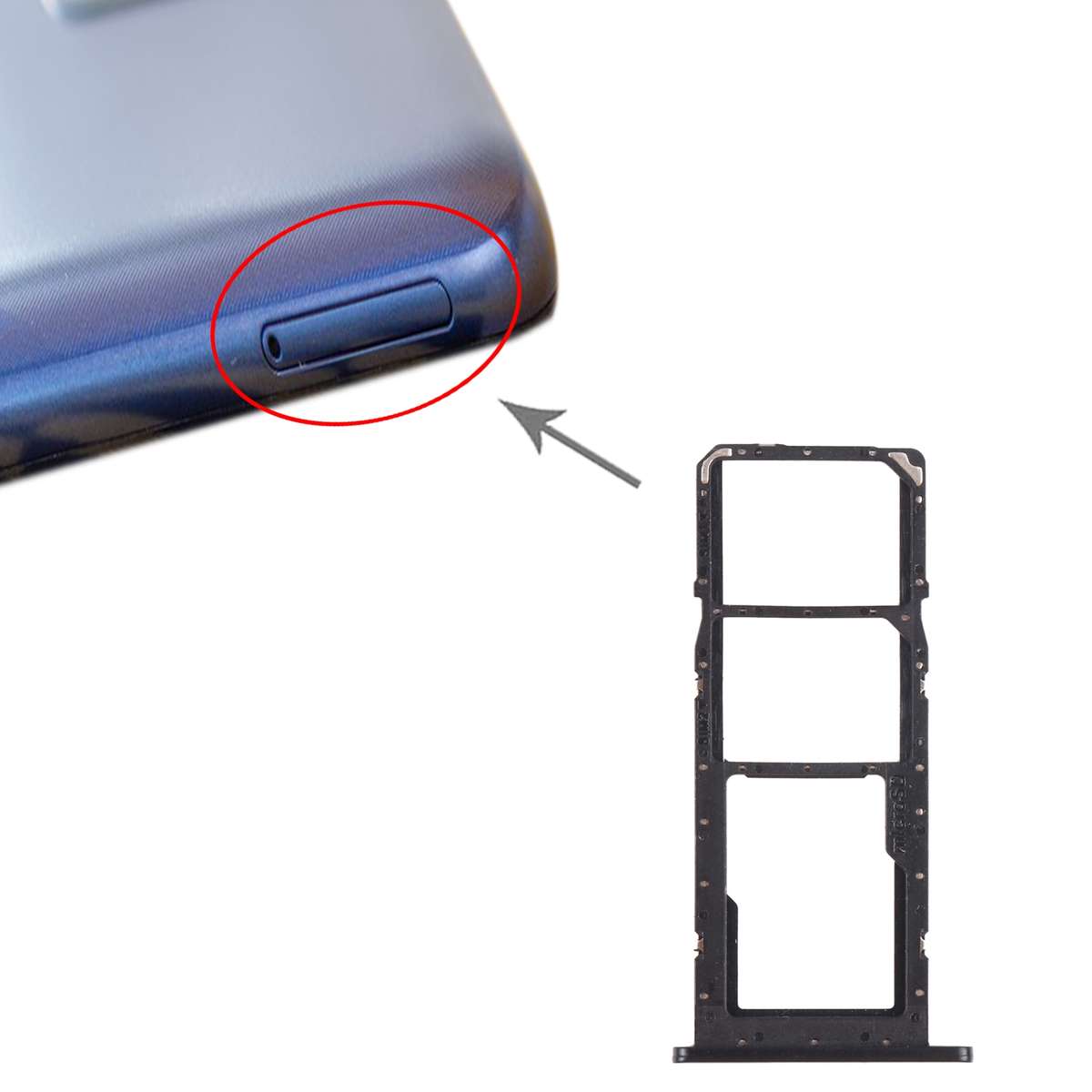 For Samsung Galaxy A02s SM-A025 SIM Card Tray + SIM Card Tray + Micro SD Card Tray (Black)