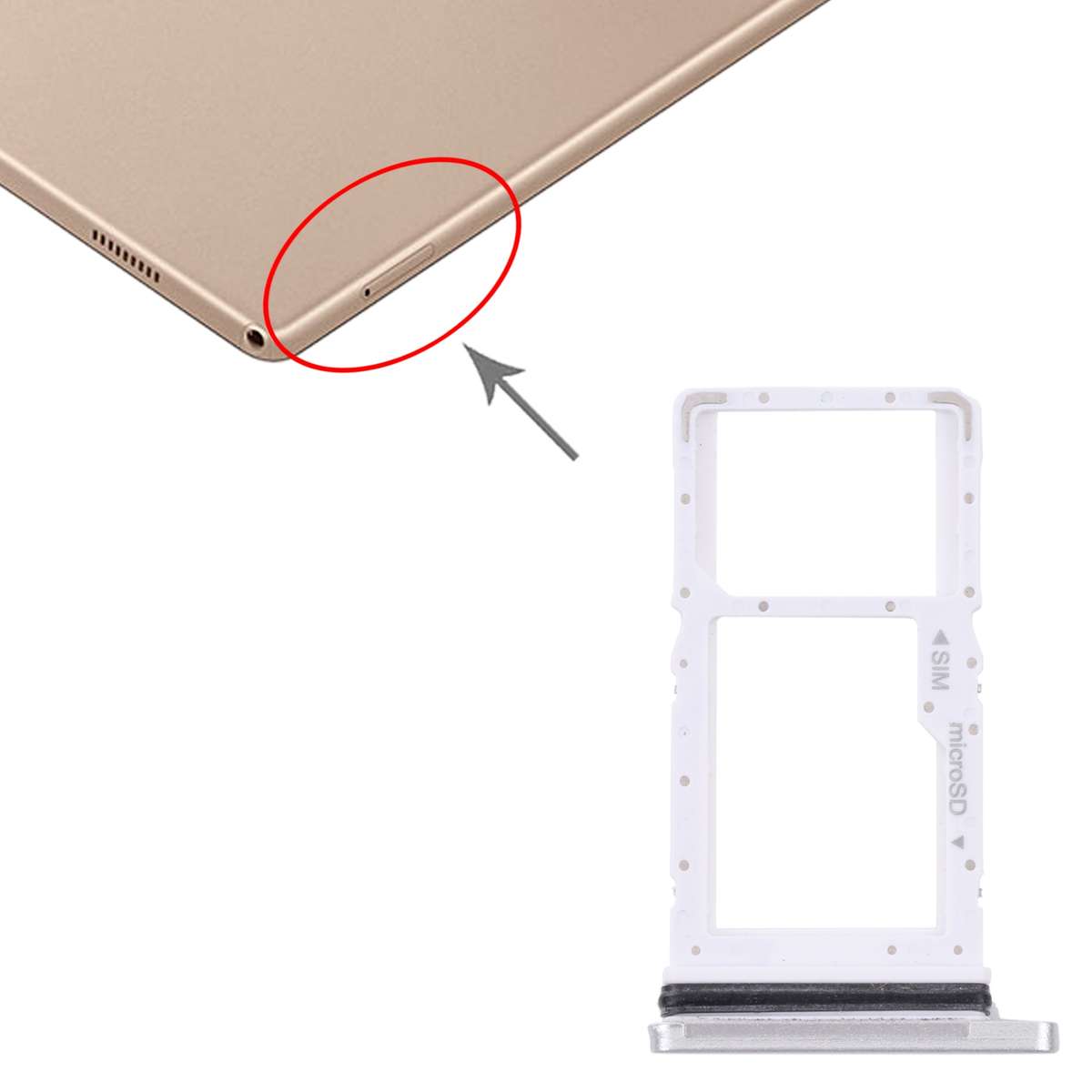 For Samsung Galaxy Tab A7 10.4 (2020) SM-T505 SIM Card Tray + Micro SD Card Tray (Black)