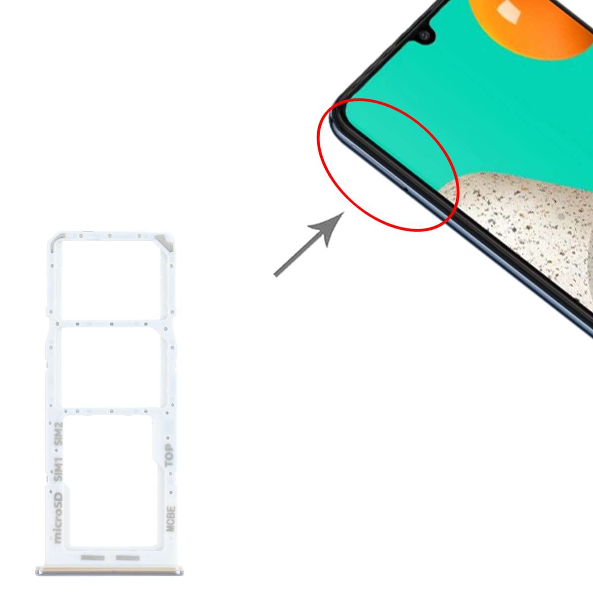 For Samsung Galaxy M32 SM-M325 SIM Card Tray + SIM Card Tray + Micro SD Card Tray (Black)