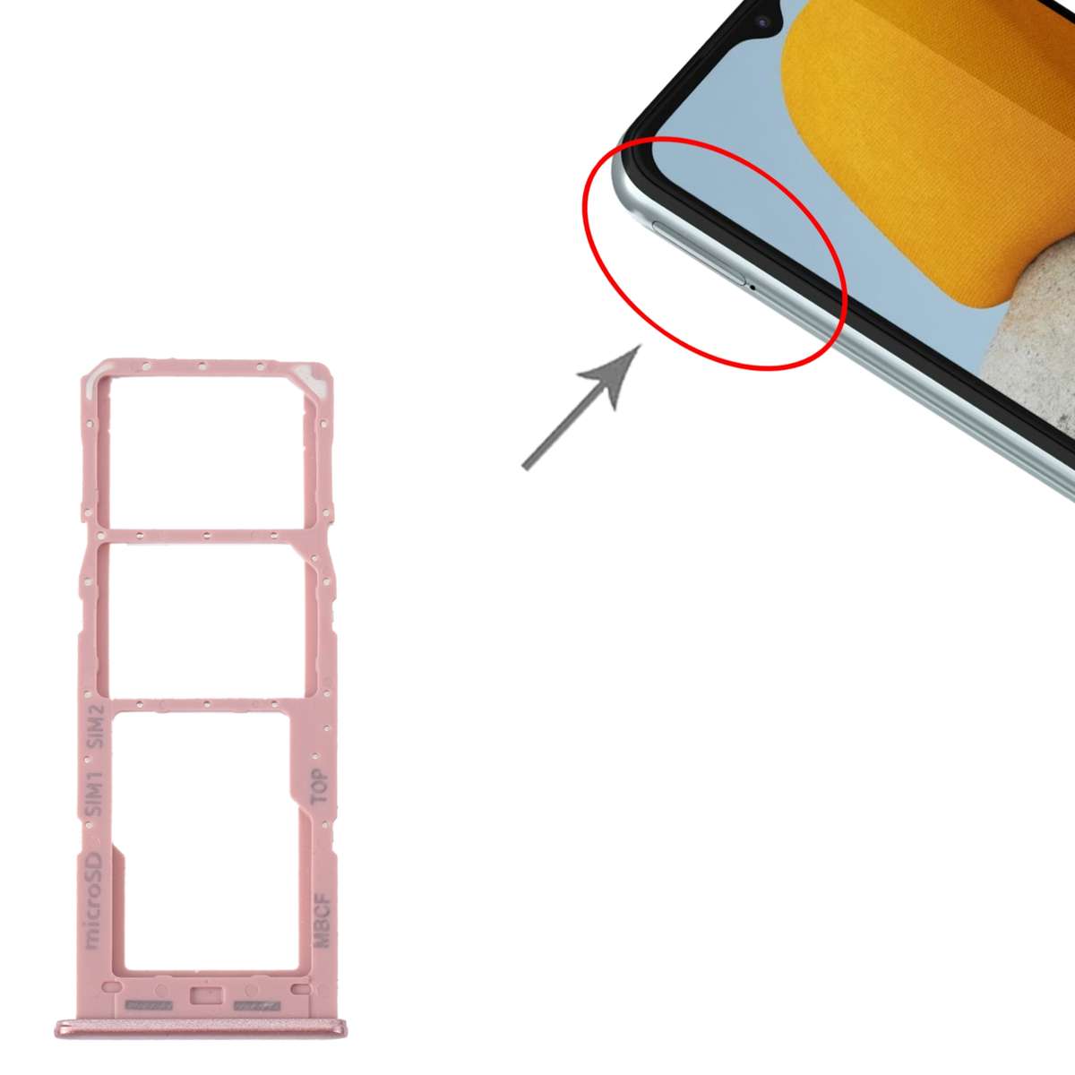 For Samsung Galaxy M23 SM-M236B Original SIM Card Tray + SIM Card Tray + Micro SD Card Tray (Black)