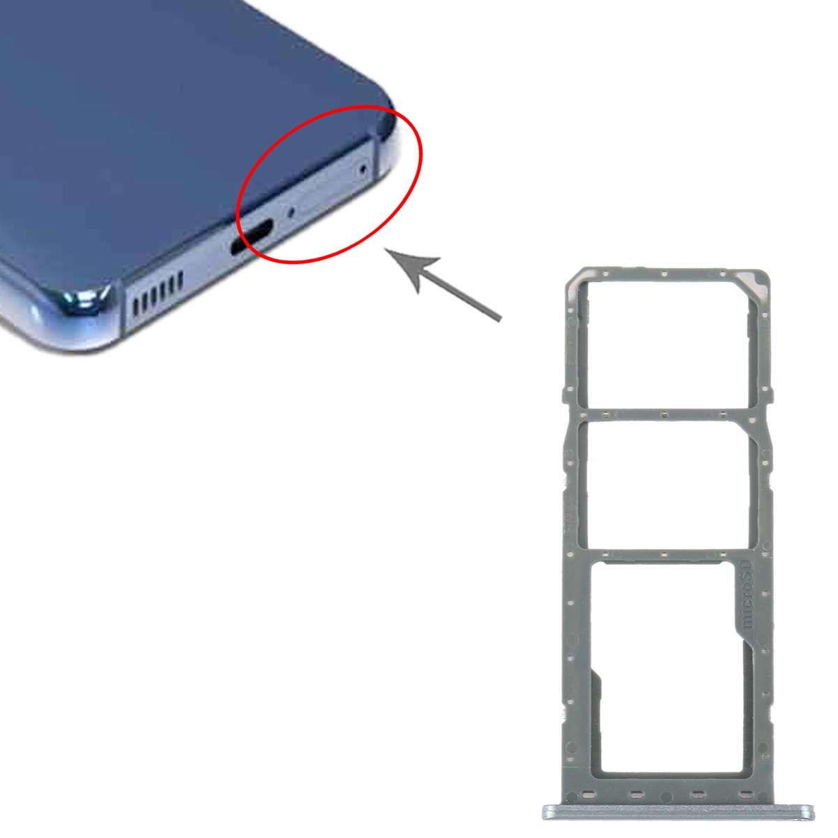 For Samsung Galaxy M04 SM-M045F Original SIM Card Tray + SIM Card Tray + Micro SD Card Tray (Black)