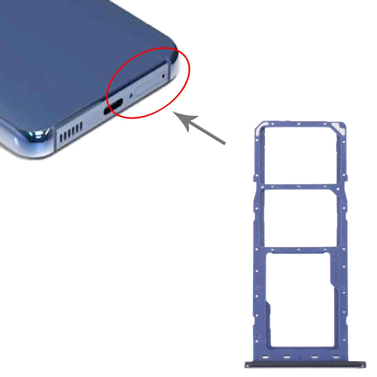 For Samsung Galaxy M04 SM-M045F Original SIM Card Tray + SIM Card Tray + Micro SD Card Tray (Black)