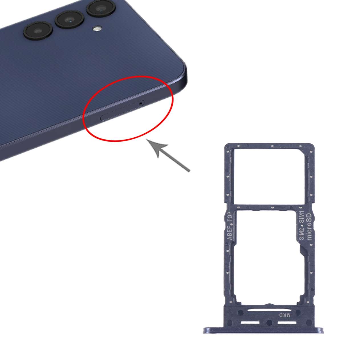 For Samsung Galaxy A25 5G SM-A256B Original SIM Card Tray + SIM Card Tray / Micro SD Card Tray (Blue