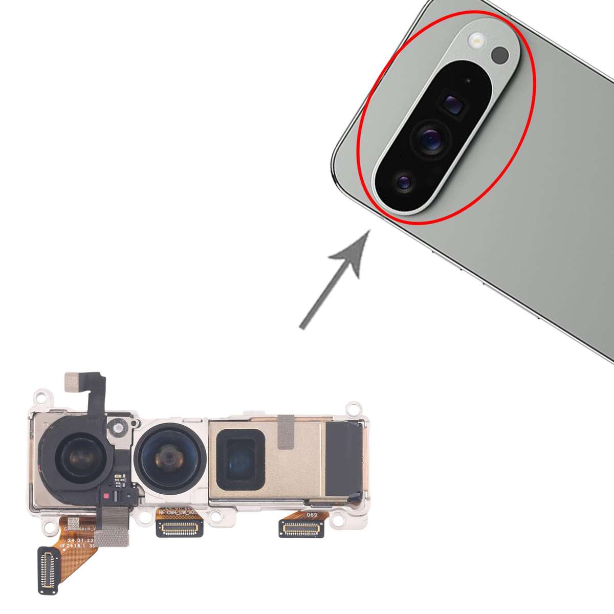 For Google Pixel 9 Pro XL Original Camera Set (Periscope + Wide + Main Camera)