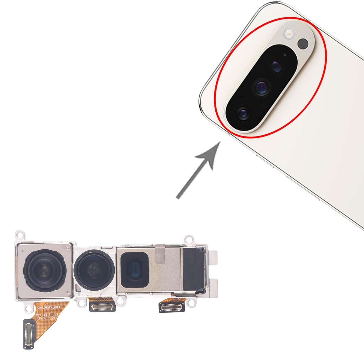 For Google Pixel 9 Pro Original Camera Set (Periscope + Wide + Main Camera)