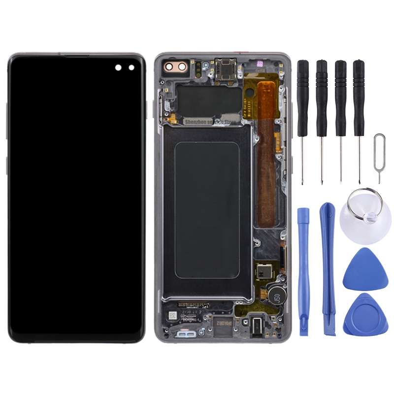 Original Super AMOLED LCD Screen for Samsung Galaxy S10+ Digitizer Full Assembly with Frame (Black)