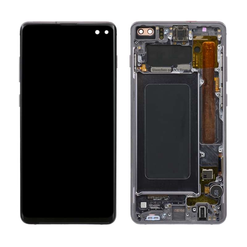 Original Super AMOLED LCD Screen for Samsung Galaxy S10+ Digitizer Full Assembly with Frame (Black)
