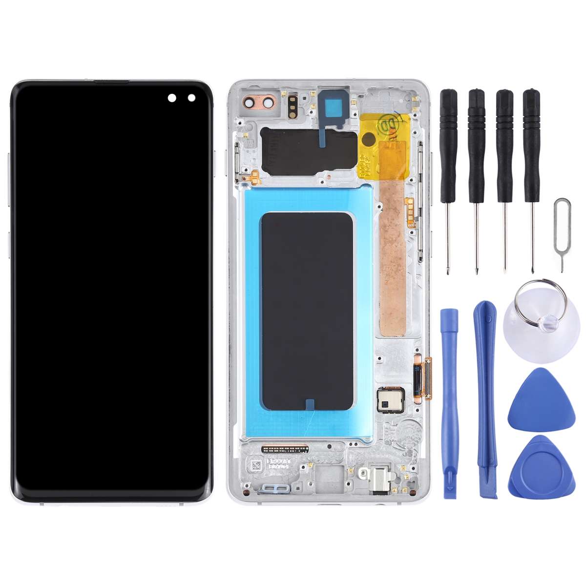 Original Super AMOLED LCD Screen for Samsung Galaxy S10+ Digitizer Full Assembly with Frame (Black)