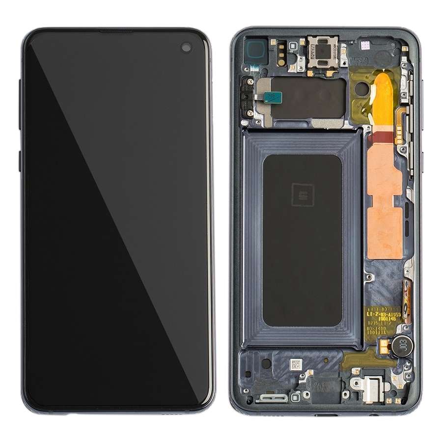 Original Super AMOLED LCD Screen Digitizer Full Assembly with Frame for Samsung Galaxy S10e (Silver)