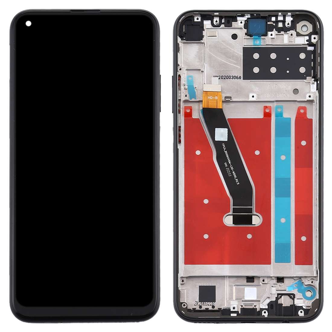 OEM LCD Screen for Huawei P40 Lite E Digitizer Full Assembly with Frame(Black)