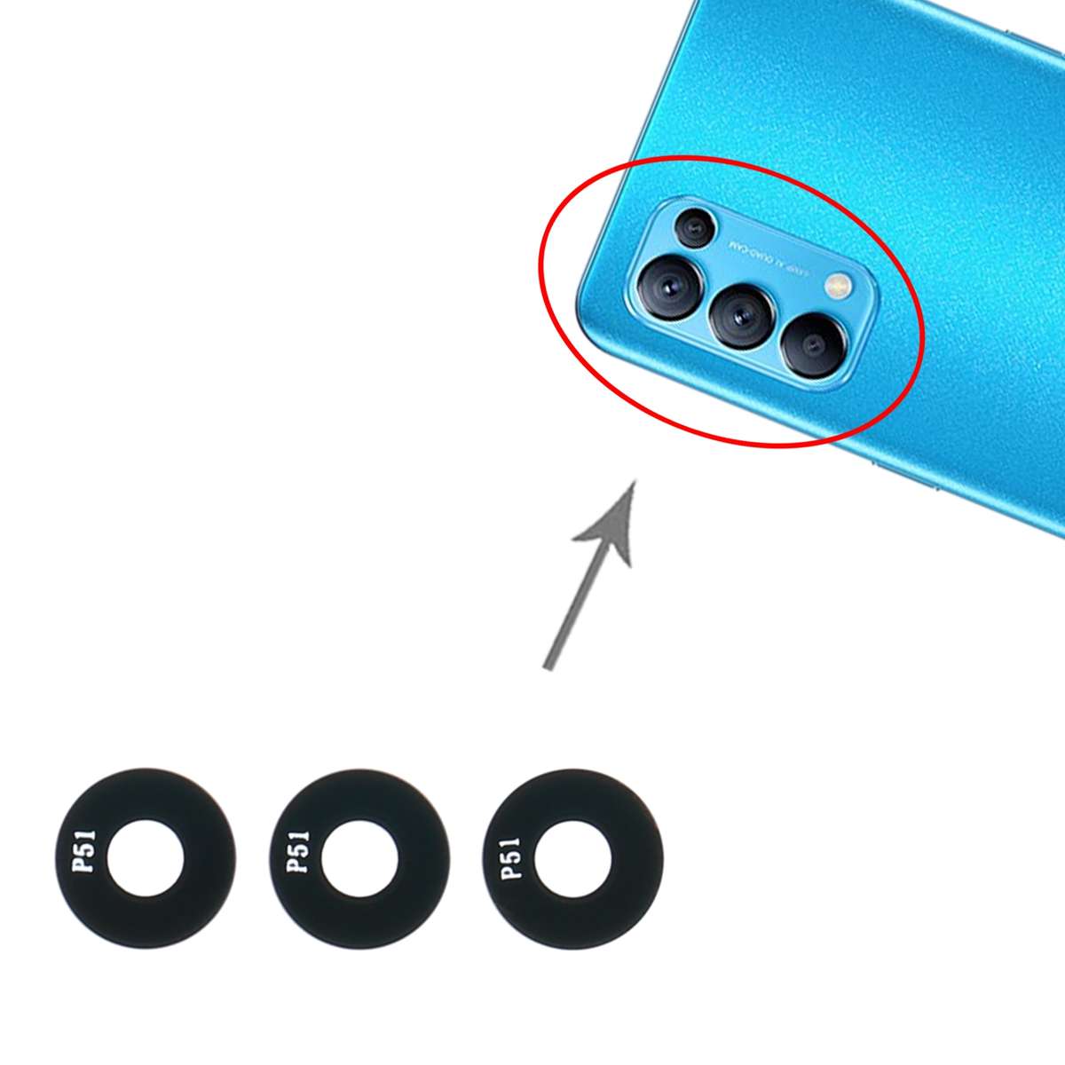 For OPPO K7 5G 10pcs Back Camera Lens