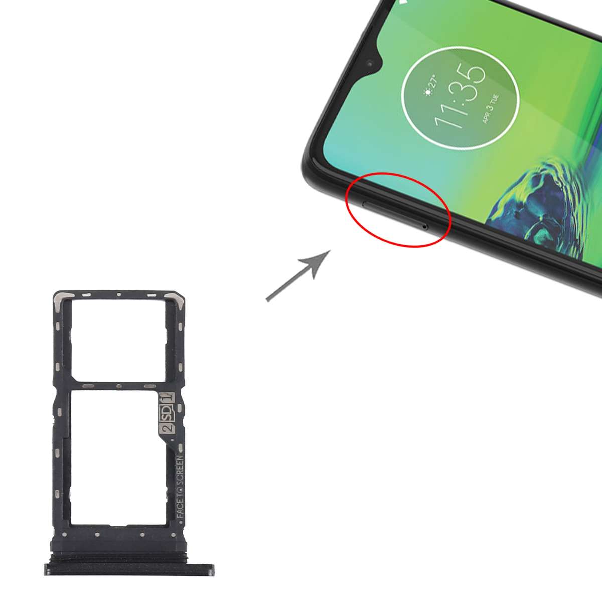 SIM Card Tray + Micro SD Card Tray for Motorola Moto G8 Play XT2015 XT2015-2 (Black)