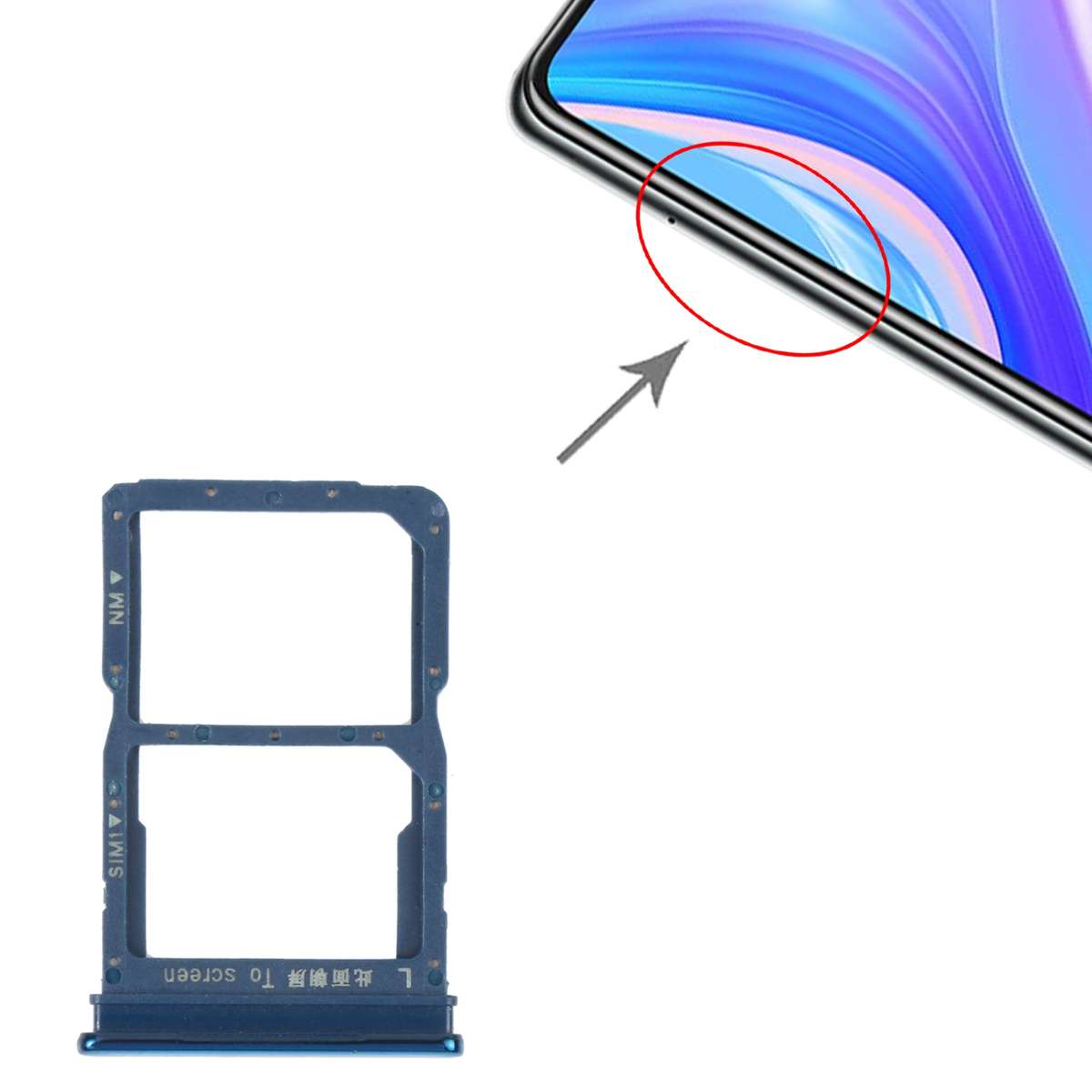 SIM Card Tray + NM Card Tray for Huawei P Smart S (Black)