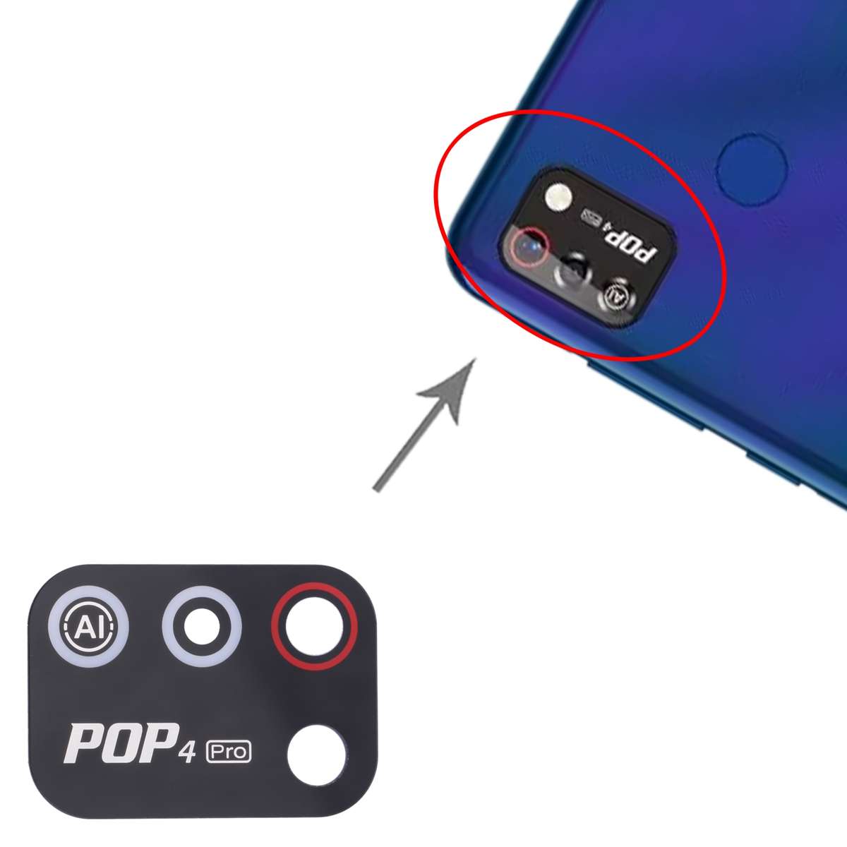 For Tecno Pop 4 Pro 10pcs Back Camera Lens