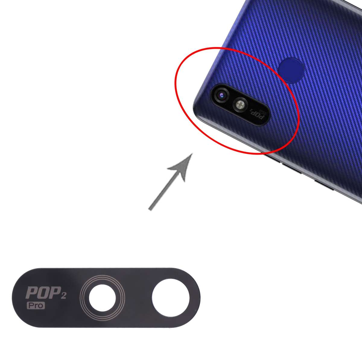 For Tecno Pop 2 Plus BA2, RB8S 10pcs Back Camera Lens