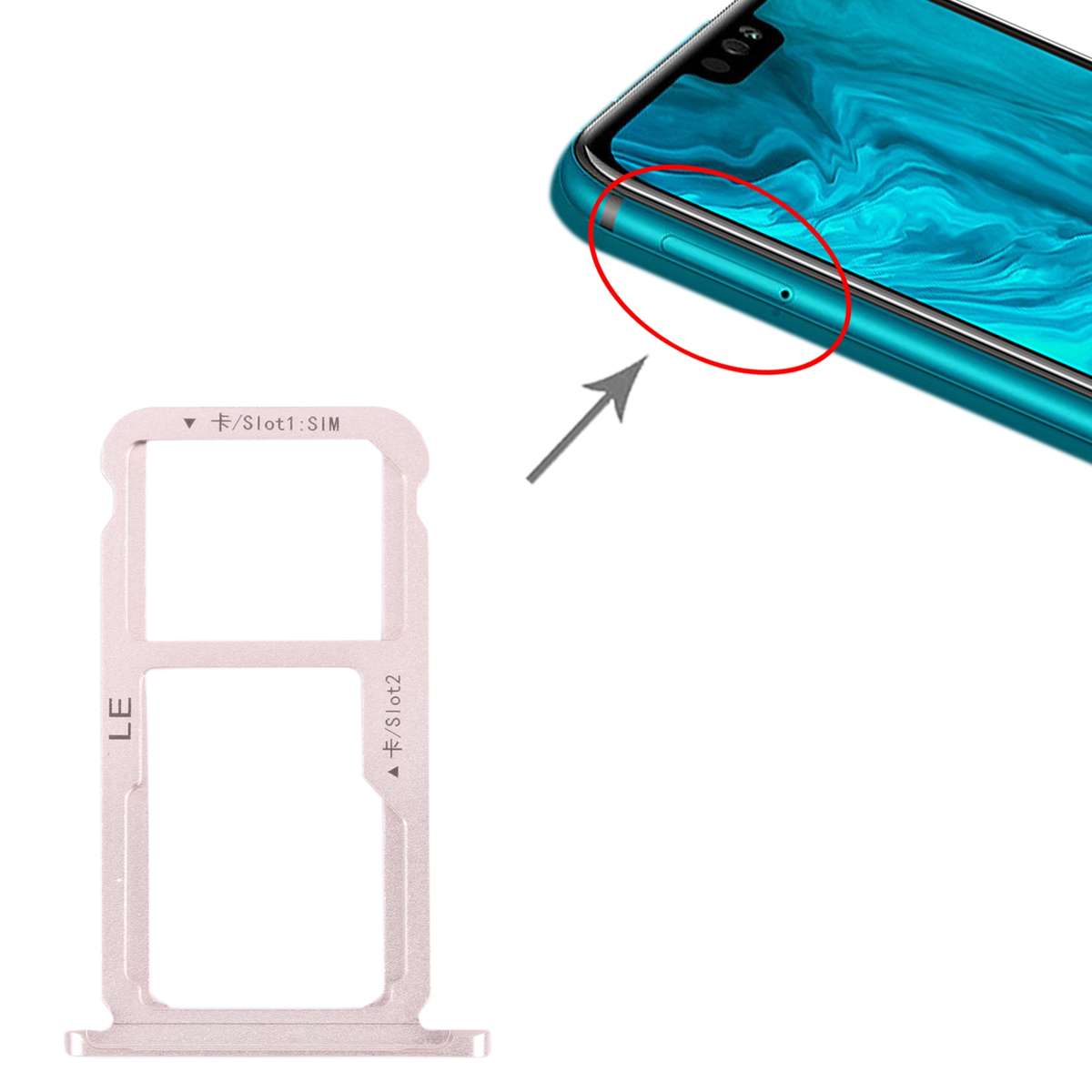SIM Card Tray + SIM Card Tray / Micro SD Card Tray for Honor 9X Lite (Pink)
