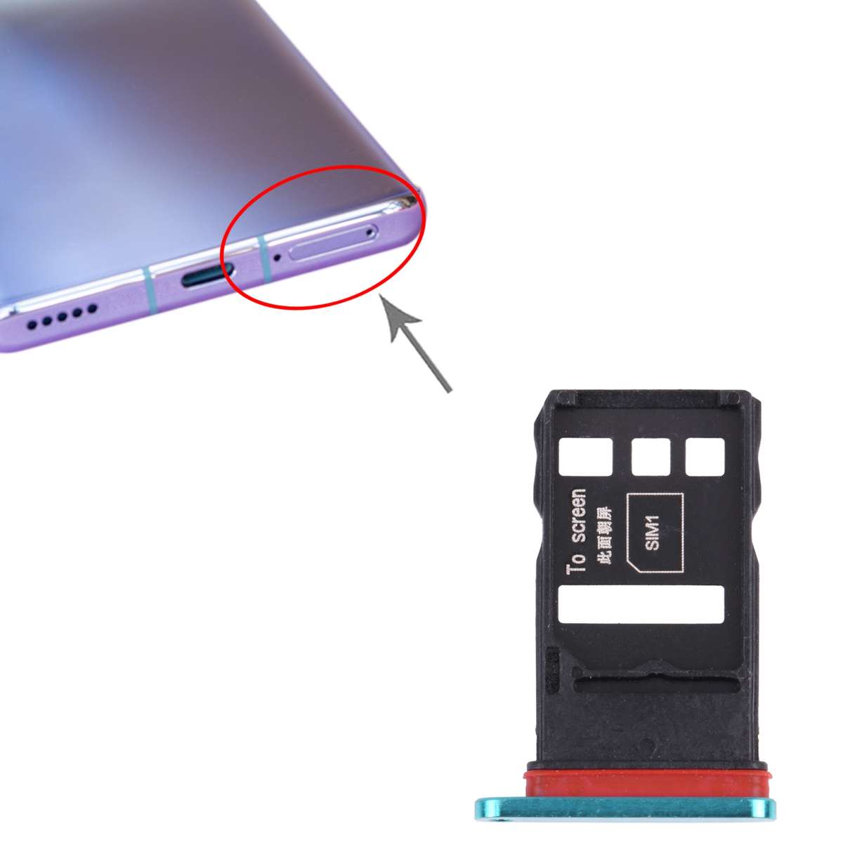 SIM Card Tray + SIM Card Tray for Honor 30 Pro+(Black)