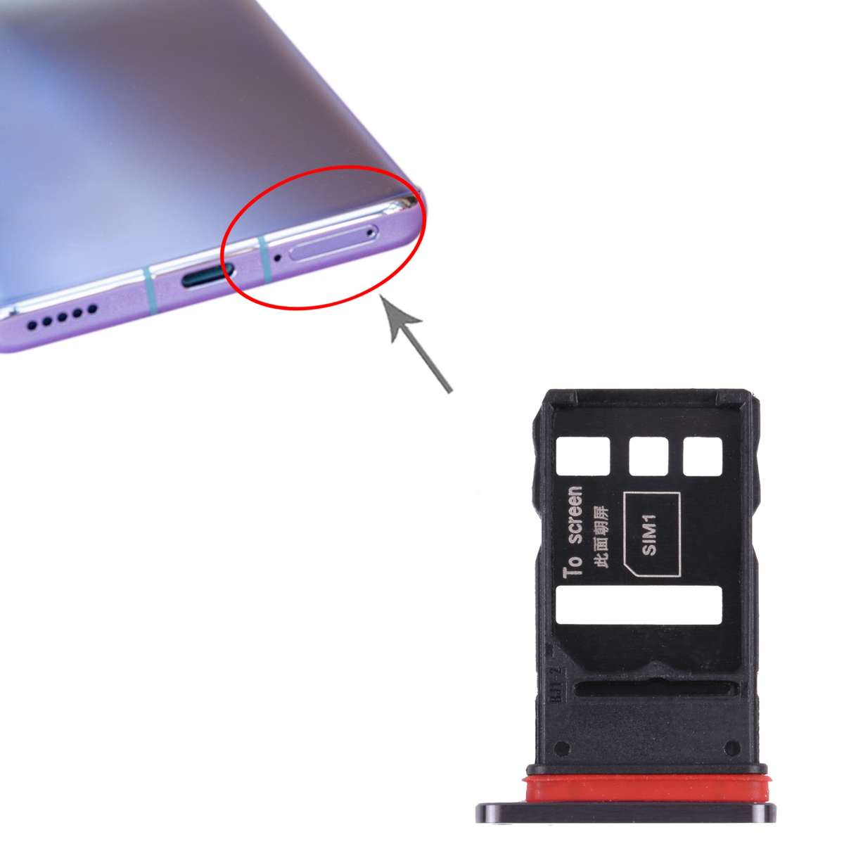 SIM Card Tray + SIM Card Tray for Honor 30 Pro+(Black)