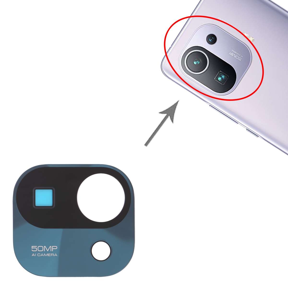 Back Camera Lens for Xiaomi Mi 11 Pro M2102K1AC (Black)