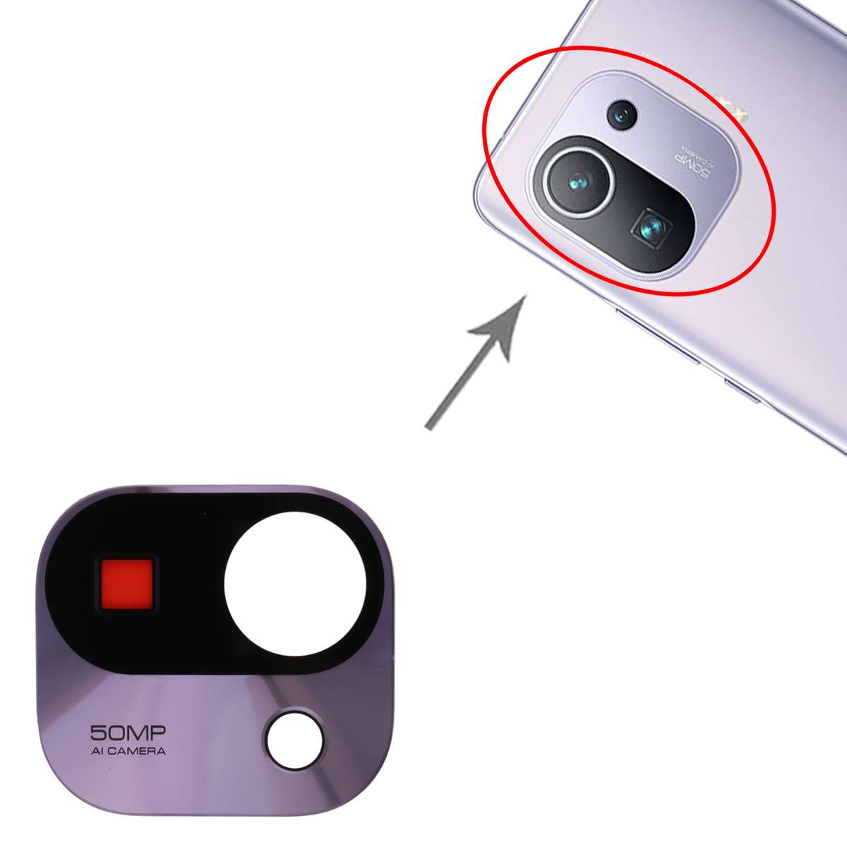 Back Camera Lens for Xiaomi Mi 11 Pro M2102K1AC (Black)
