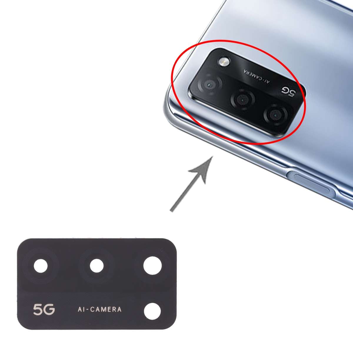 For OPPO A55 5G PEMM00, PEMM20, PEMT00, PEMT20 10pcs Back Camera Lens