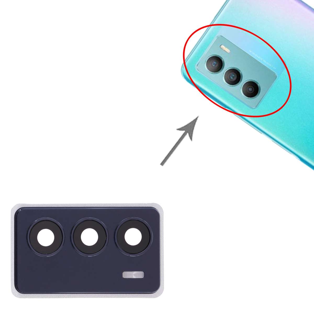For Vivo T1 Back Camera Lens Frame (Black)