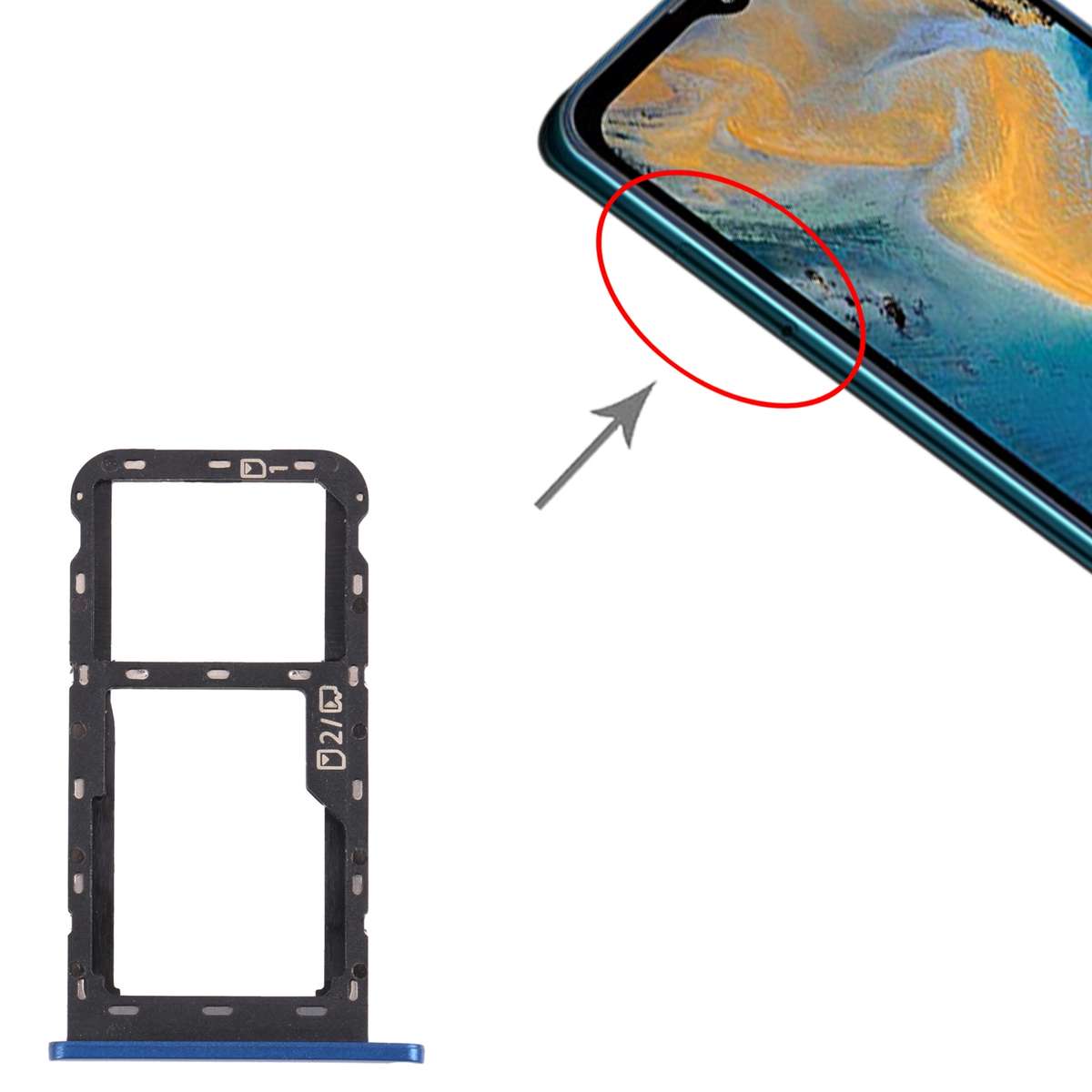 SIM Card Tray + Micro SD Card Tray for ZTE Blade A51 (Black)