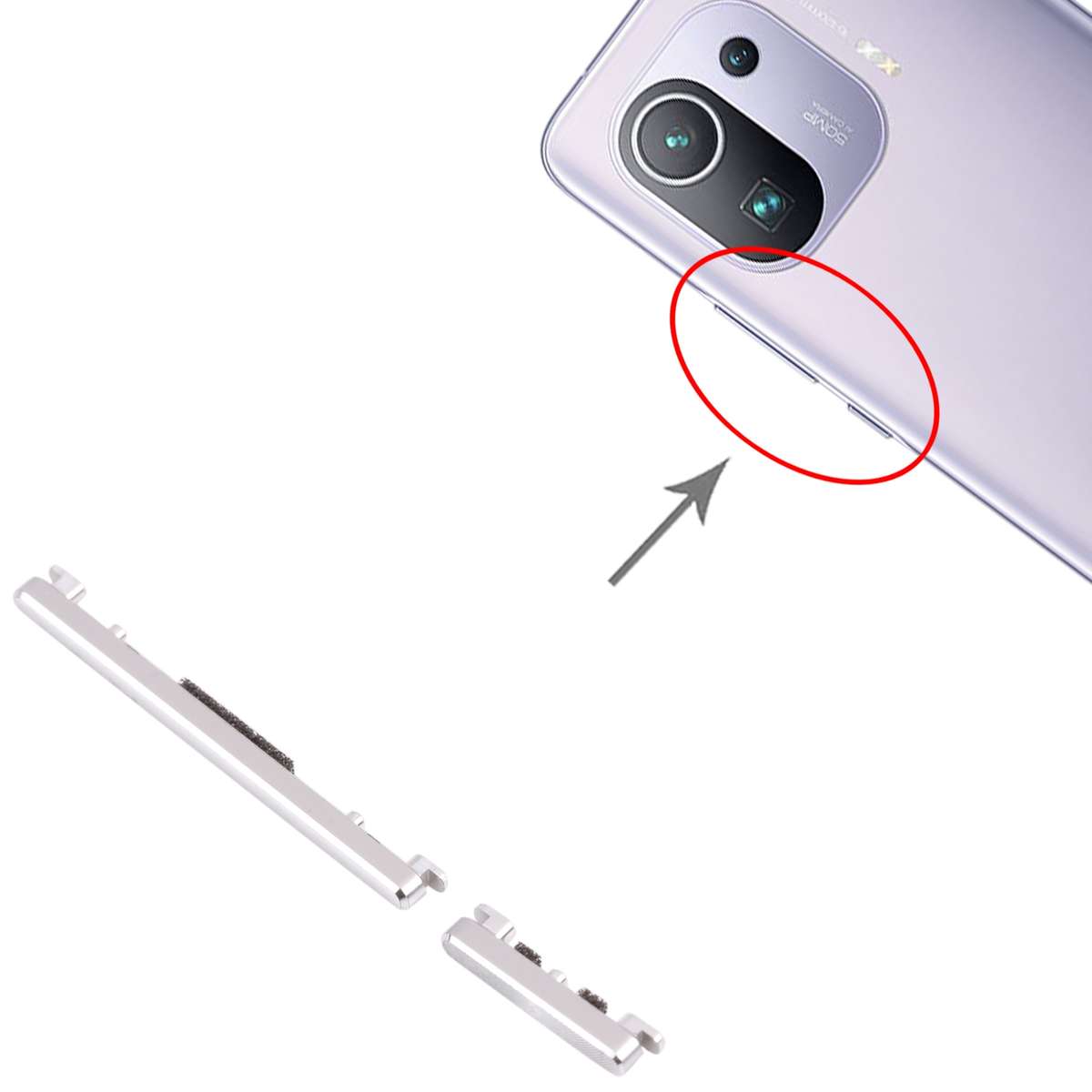 Power Button and Volume Control Button for Xiaomi Mi 11 Pro M2102k1AC (Black)