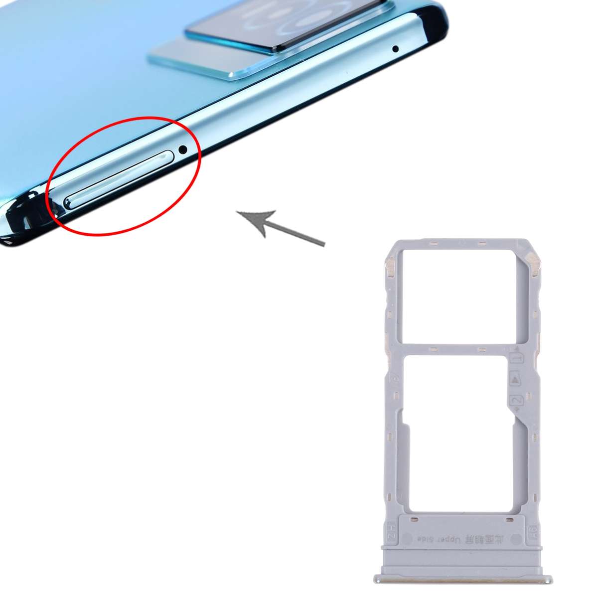 For vivo Y76s V2156A SIM Card Tray + SIM Card Tray / Micro SD Card Tray (Black)