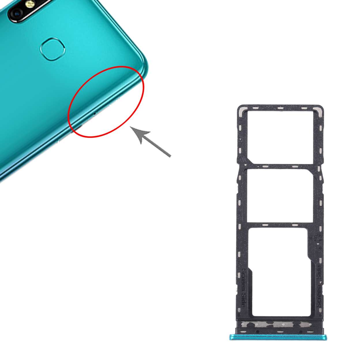 For Tecno Spark 5 Air/Spark 5 Pro/Spark 5 SIM Card Tray + SIM Card Tray + Micro SD Car ... (Green)