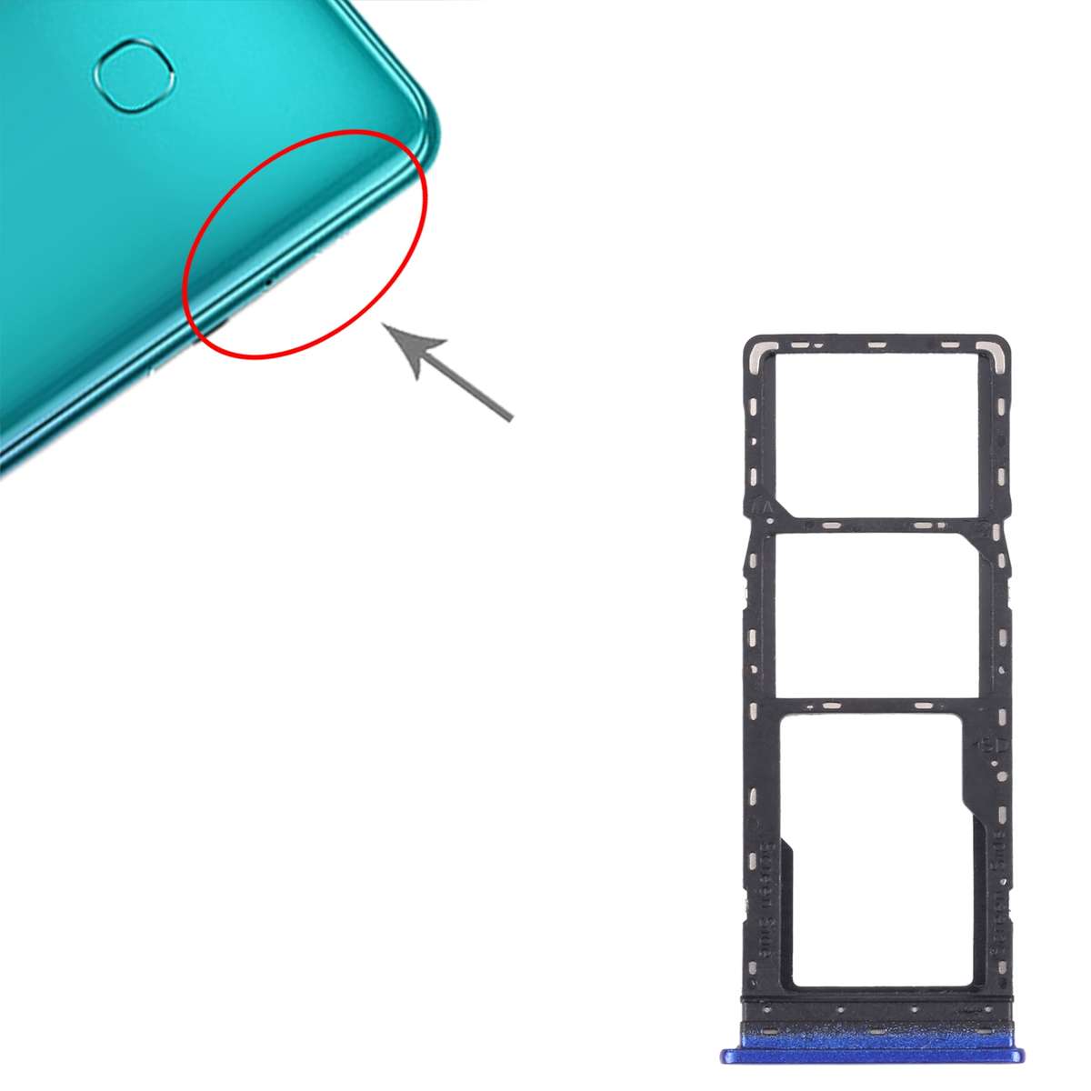 For Tecno Spark 5 Air/Spark 5 Pro/Spark 5 SIM Card Tray + SIM Card Tray + Micro SD Card ... (Blue)