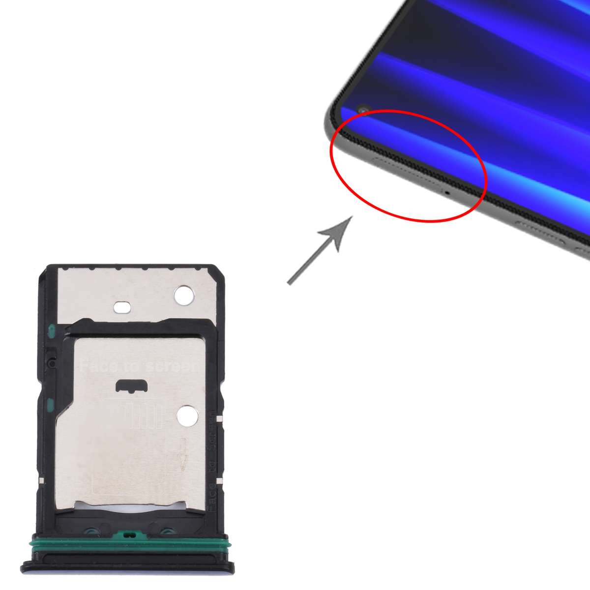 For OnePlus Nord CE 2 5G SIM Card Tray + SIM Card Tray + Micro SD Card Tray (Green)