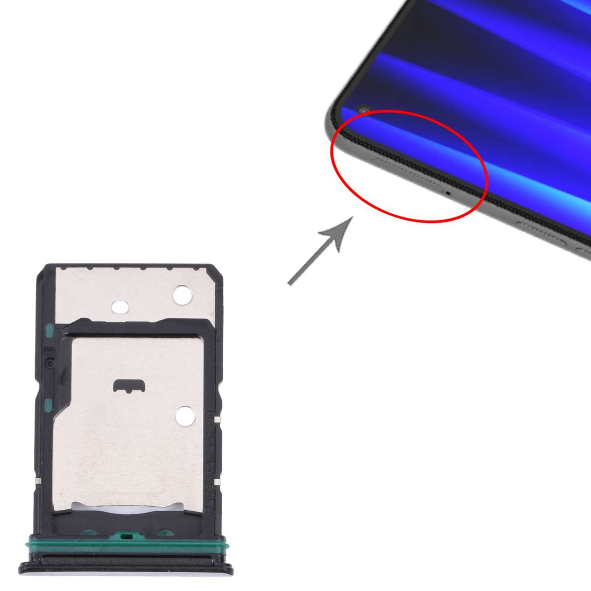 For OnePlus Nord CE 2 5G SIM Card Tray + SIM Card Tray + Micro SD Card Tray (Green)