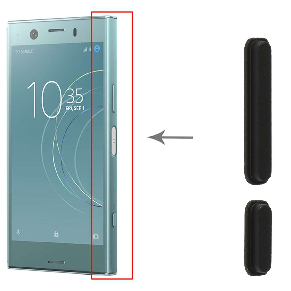 Original Side Keys for Sony XPeria XZ1 Compact (Black)