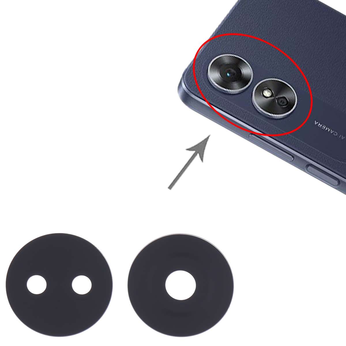 For OPPO A17 Original Camera Lens Cover (Black)