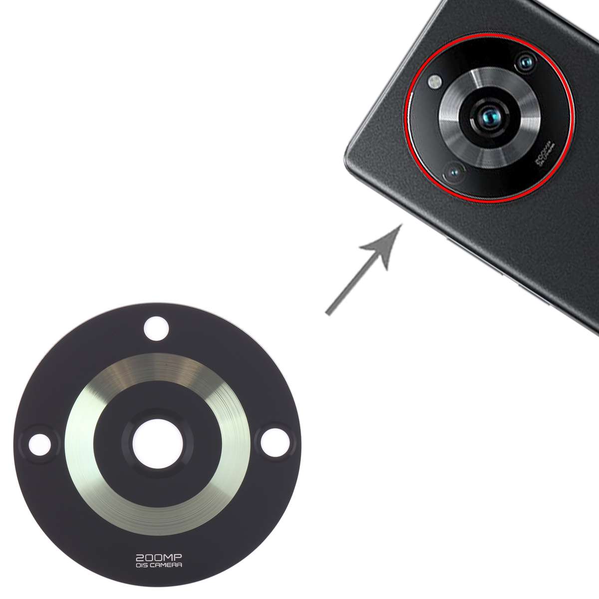10 PCS Back Camera Lens for Realme 11 Pro+ (Black)