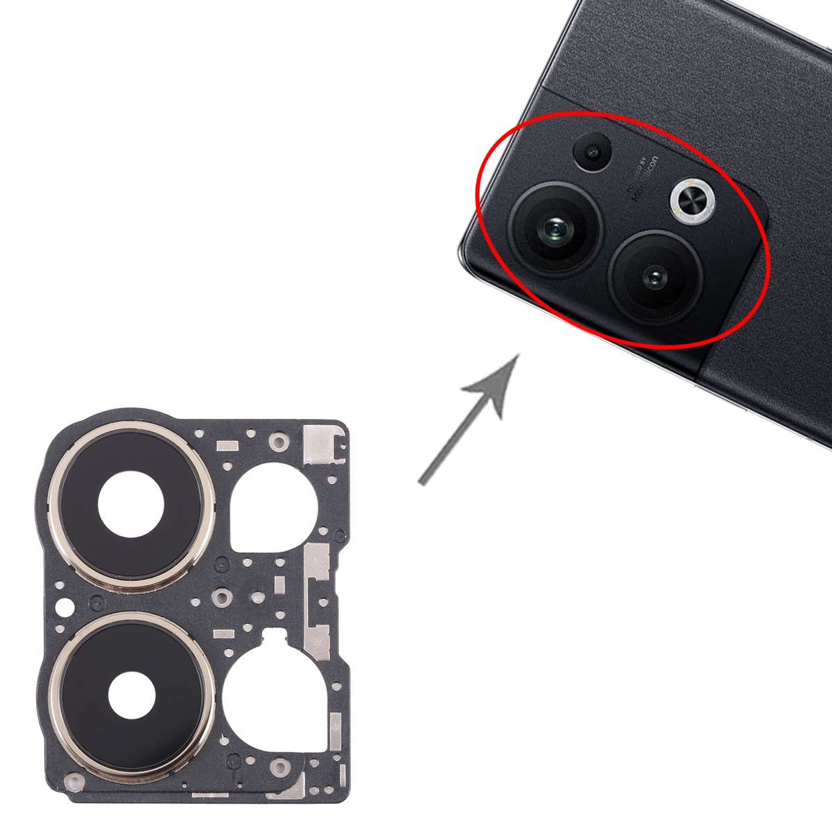 For OPPO Reno9 Pro+ Original Camera Lens Cover (Black)