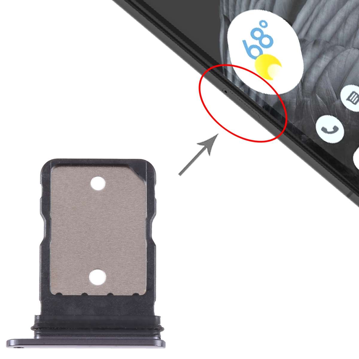 For Google Pixel 7 Pro Original SIM Card Tray with SIM Pin (Black)