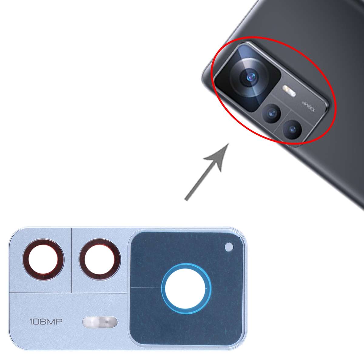 Original Back Camera Lens Frame for Xiaomi 12T (Black)