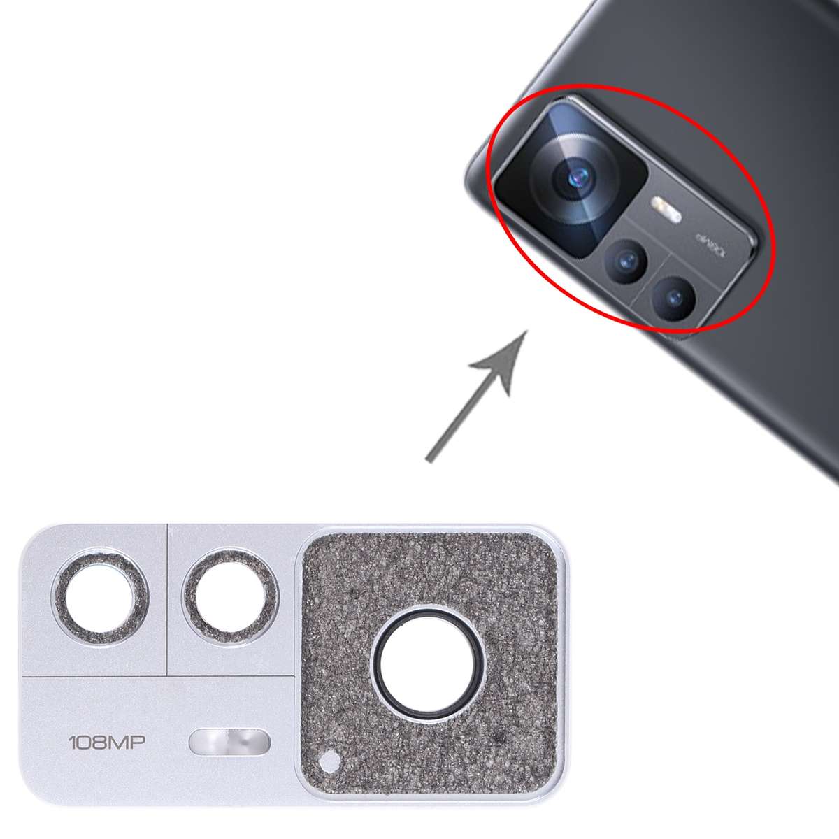 Original Back Camera Lens Frame for Xiaomi 12T (Black)