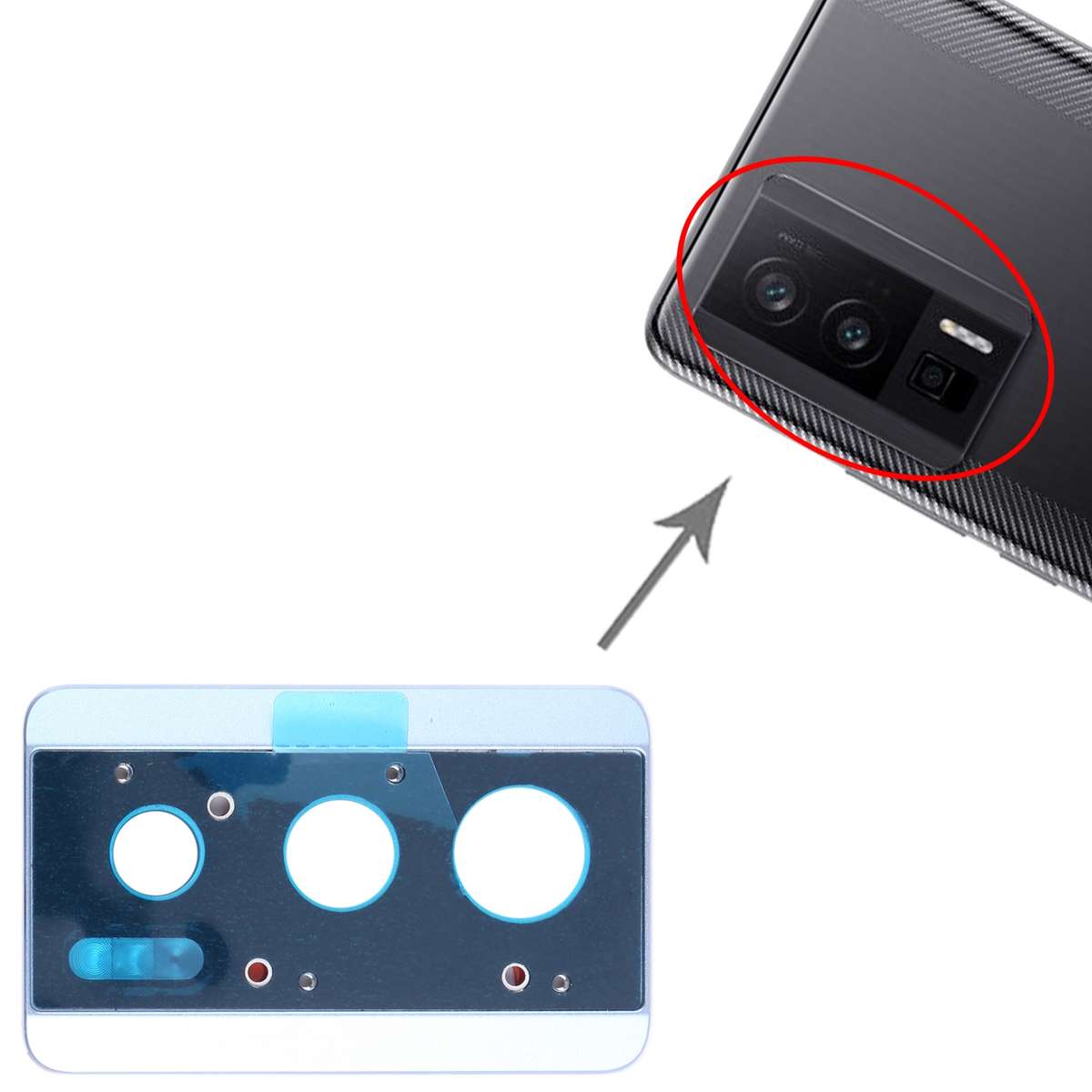 Original Back Camera Lens Frame for Xiaomi Redmi K60 (Black)