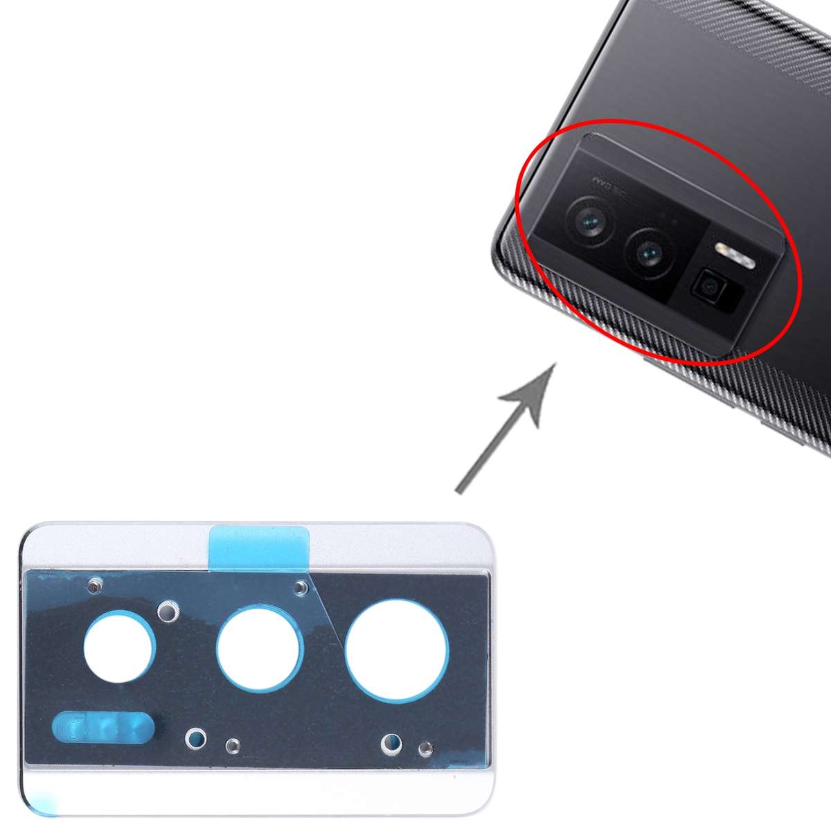 Original Back Camera Lens Frame for Xiaomi Redmi K60 (Black)