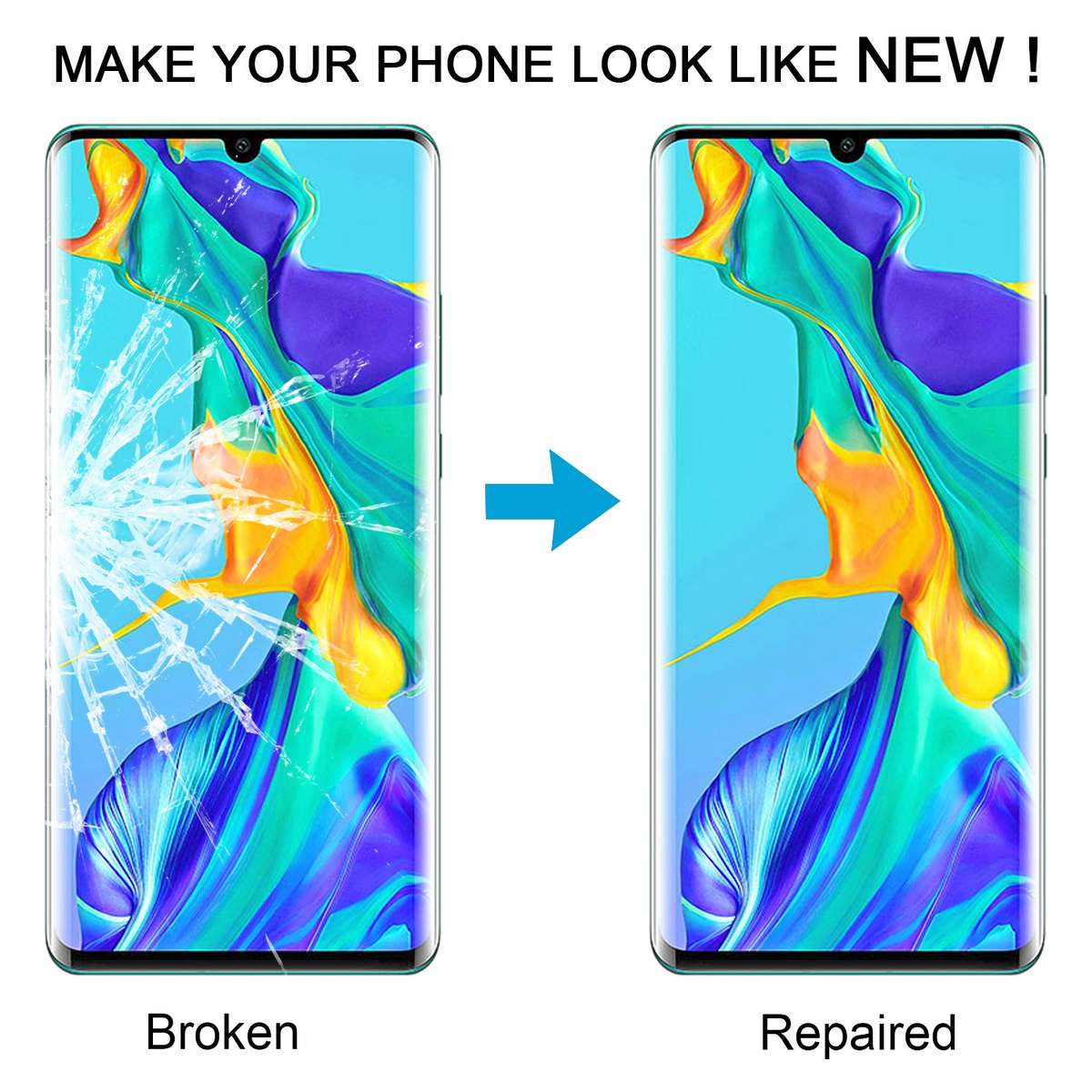 For Huawei P30 Pro Original Front Screen Outer Glass Lens with OCA Optically Clear Adhesive