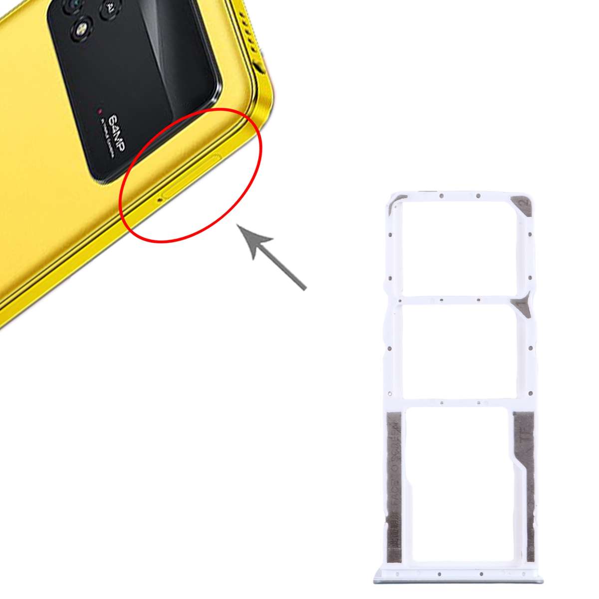 For Xiaomi Poco M4 Pro SIM Card Tray + SIM Card Tray + Micro SD Card Tray (Black)
