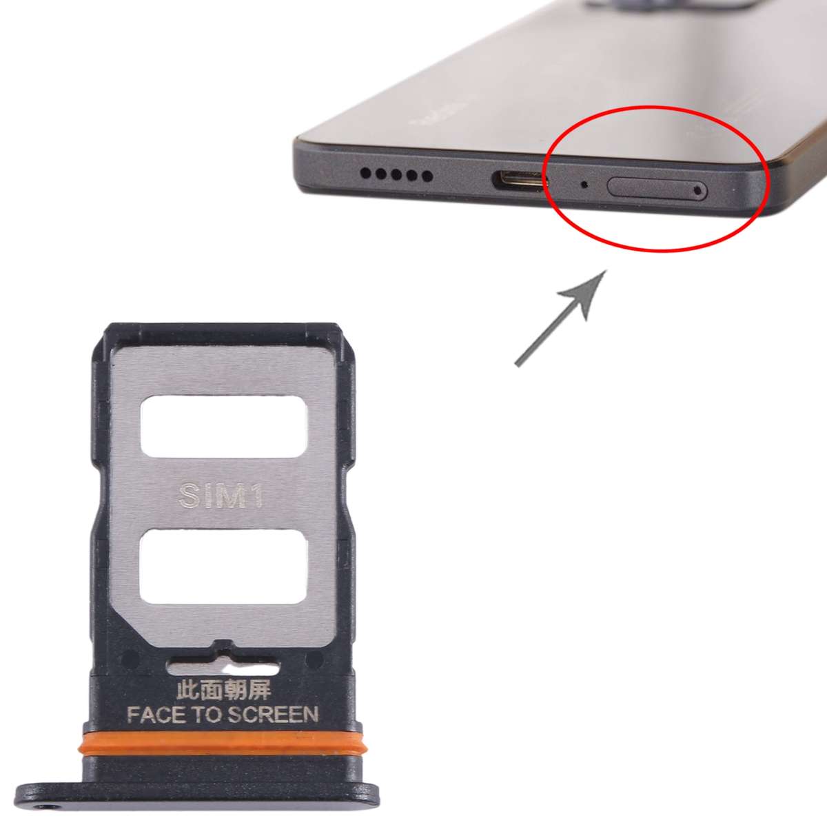 For Xiaomi Redmi Note 12 Pro 5G SIM Card Tray + SIM Card Tray (Black)